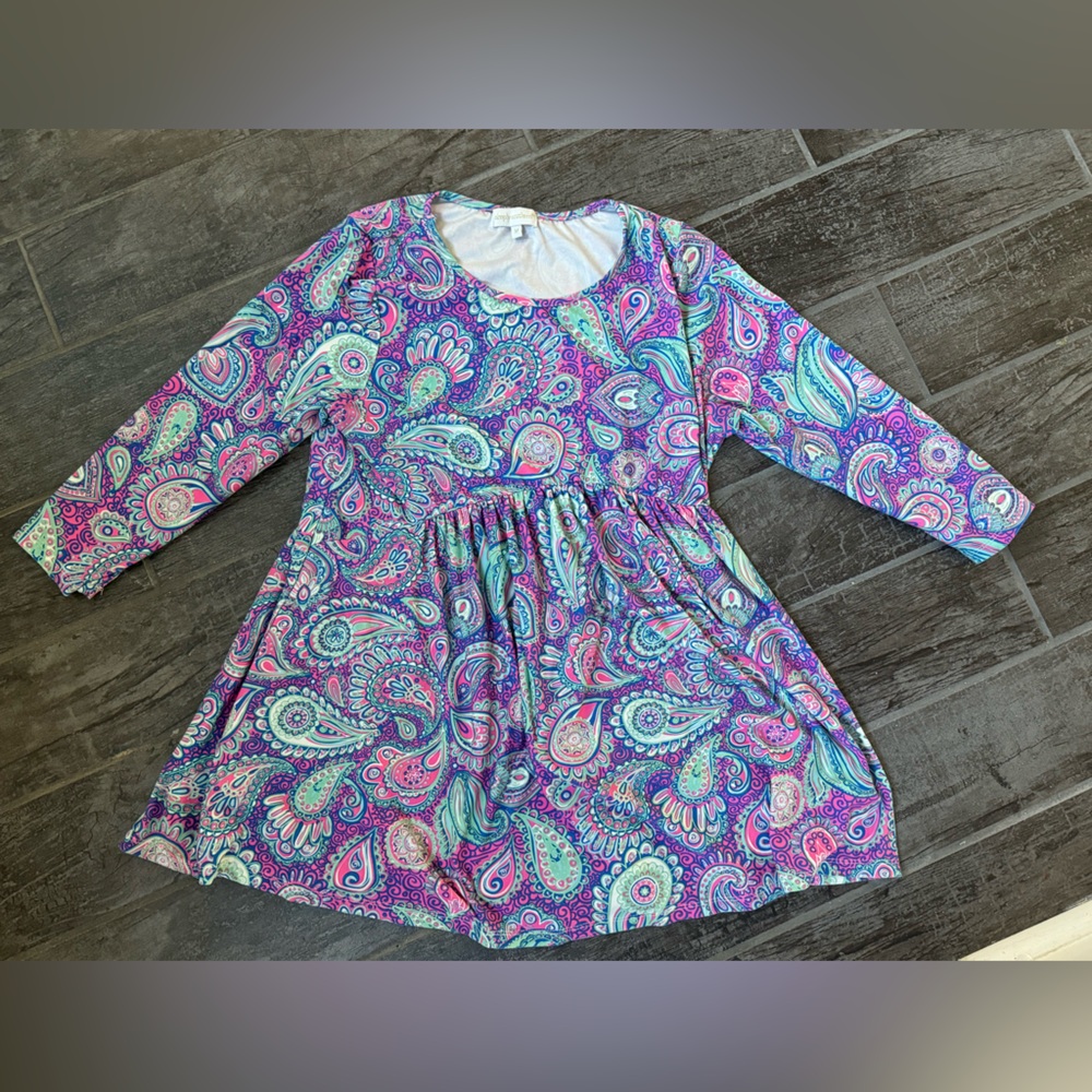 Simply Southern Colorful Paisley Print Peplum Tunic shirt top womens‎ Medium
